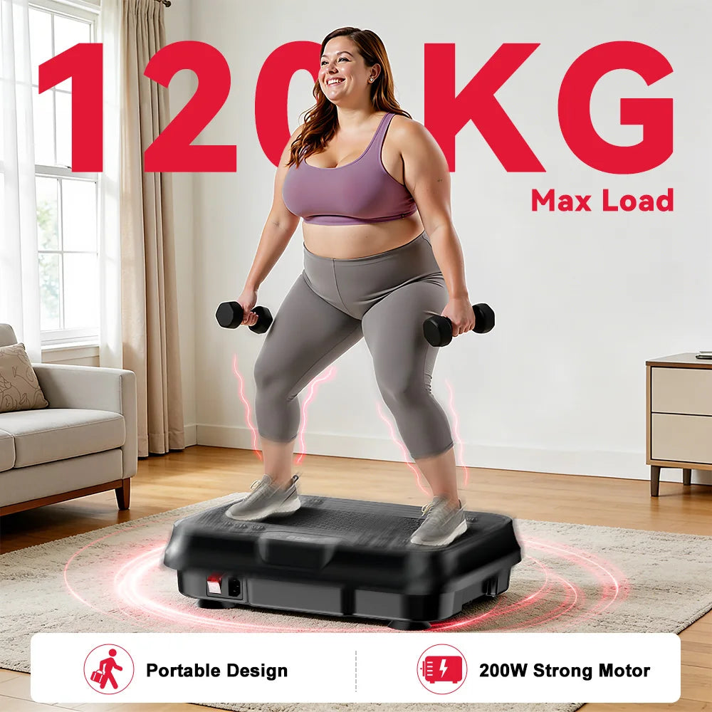 FabFit Vibration Plate Exercise Machine – 9 Programs, 250 Levels, 120 kg Max Load, Remote