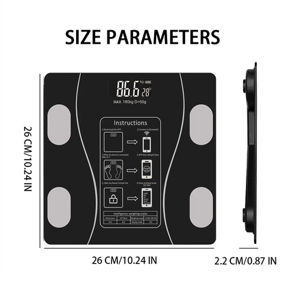 FabFit Smart Body Composition Scale – Digital Bathroom Scale, Body Fat, BMI & Muscle Mass, 180 kg
