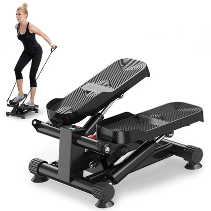 FabFit Mini Stepper with Resistance Bands – LCD Monitor, Hydraulic, 110 kg Max, Non-Slip Pedals