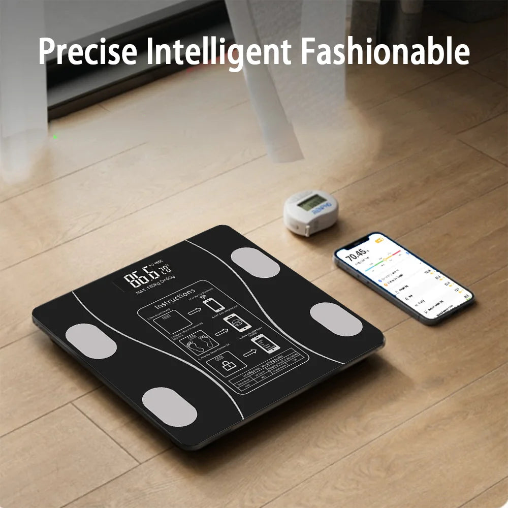 FabFit Smart Body Composition Scale – Digital Bathroom Scale, Body Fat, BMI & Muscle Mass, 180 kg