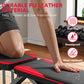 FabFit Adjustable Folding Weight Bench with Resistance Bands – Steel Frame Full Body Workout