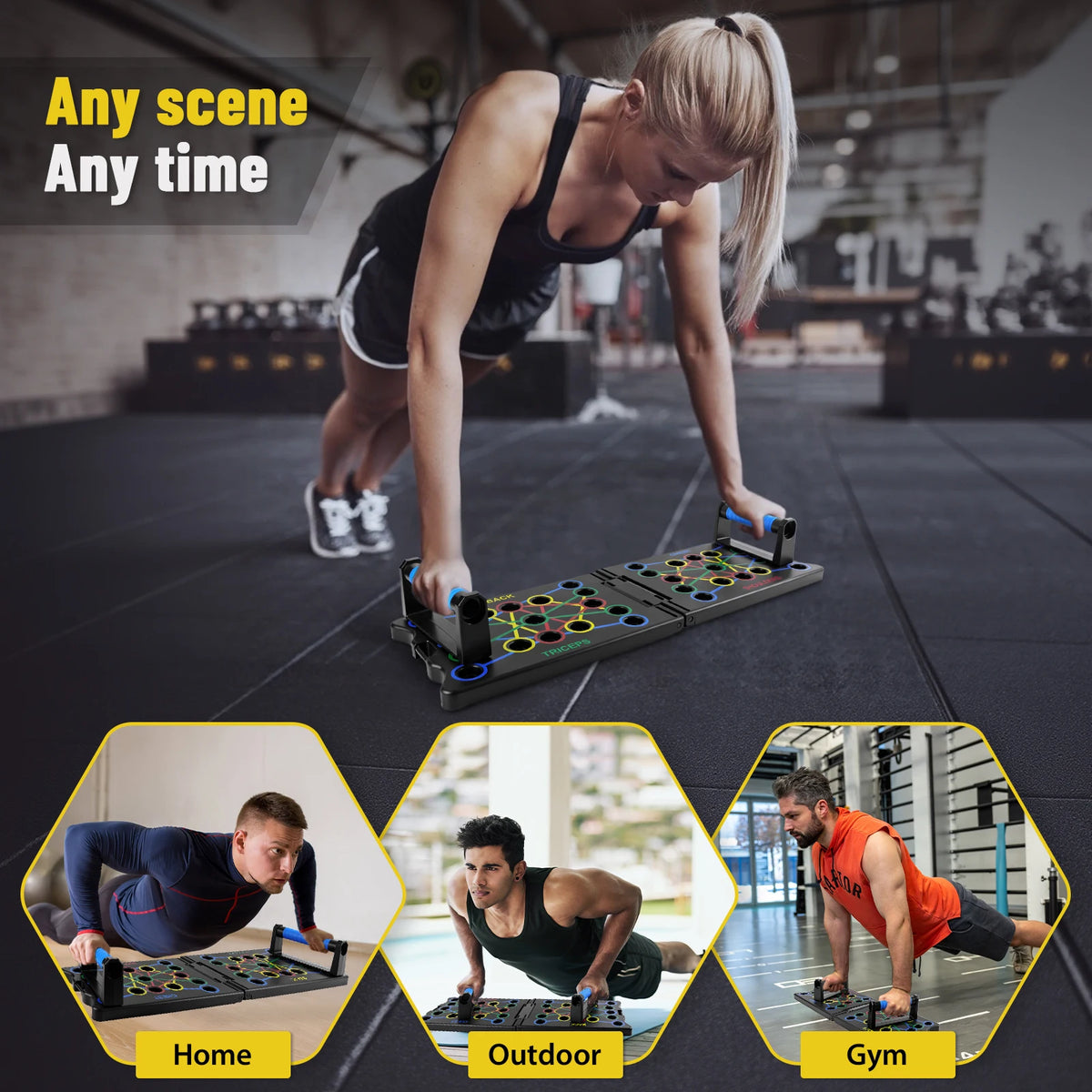 FabFit Foldable Push-Up Board 24-in-1 – Portable Push-Up Bar for Chest, Abs, Arms & Back Training