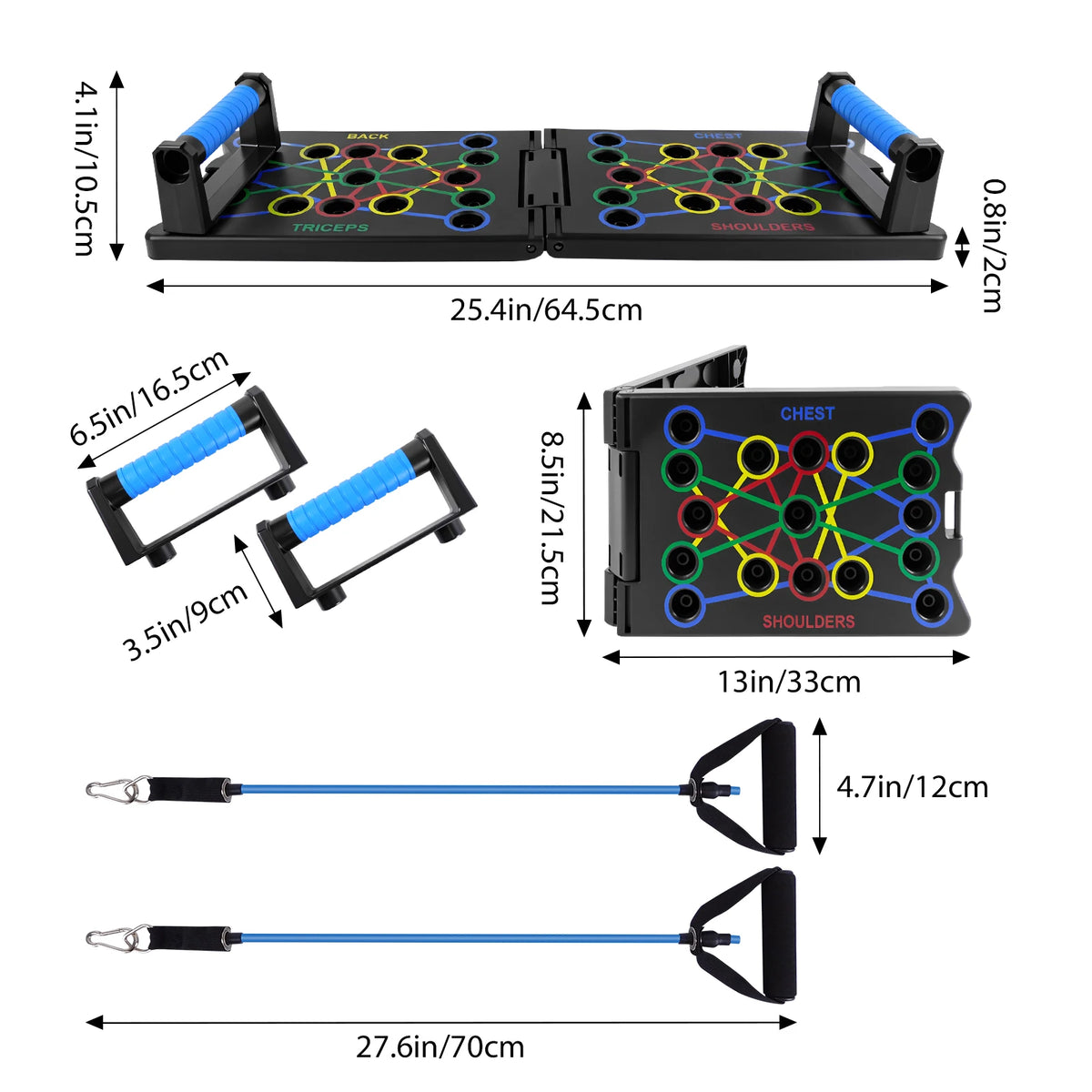 FabFit Foldable Push-Up Board 24-in-1 – Portable Push-Up Bar for Chest, Abs, Arms & Back Training