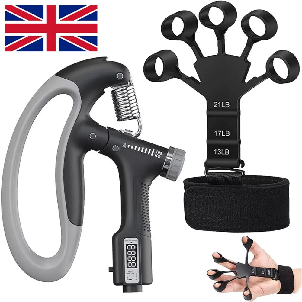 FabFit Adjustable Hand Grip Strengthener 10–100 kg – Forearm, Wrist & Finger Trainer