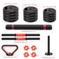 FabFit 3-in-1 Dumbbell & Barbell Set 20 kg or 25 kg – Plastic-Coated Plates with Connecting Bar