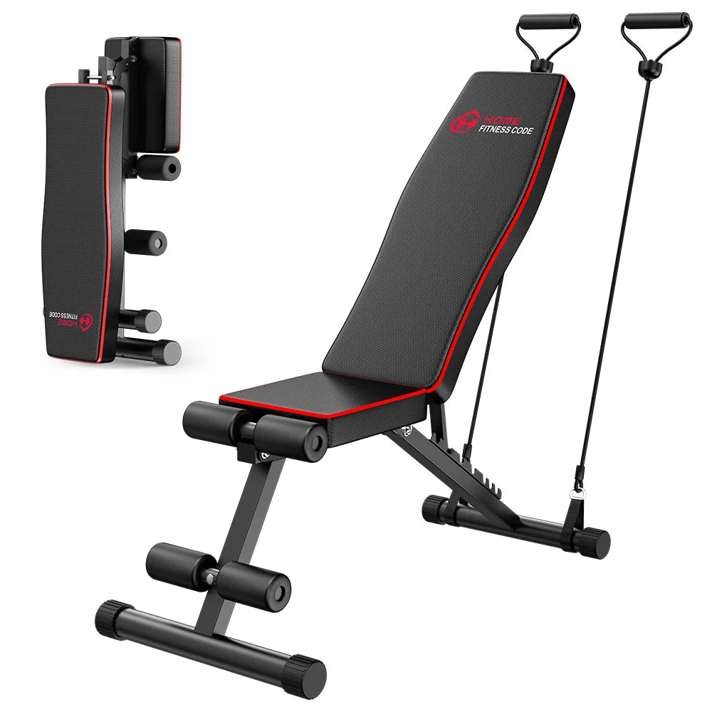 FabFit Adjustable Weight Bench 7 Positions – Folding Exercise Bench, 300 kg Limit, Steel Frame