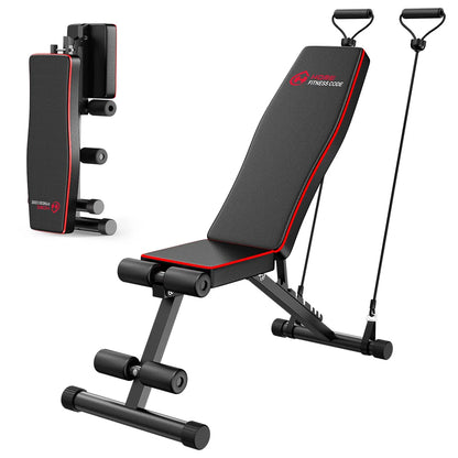 FabFit Adjustable Weight Bench 7 Positions – Folding Exercise Bench, 300 kg Limit, Steel Frame