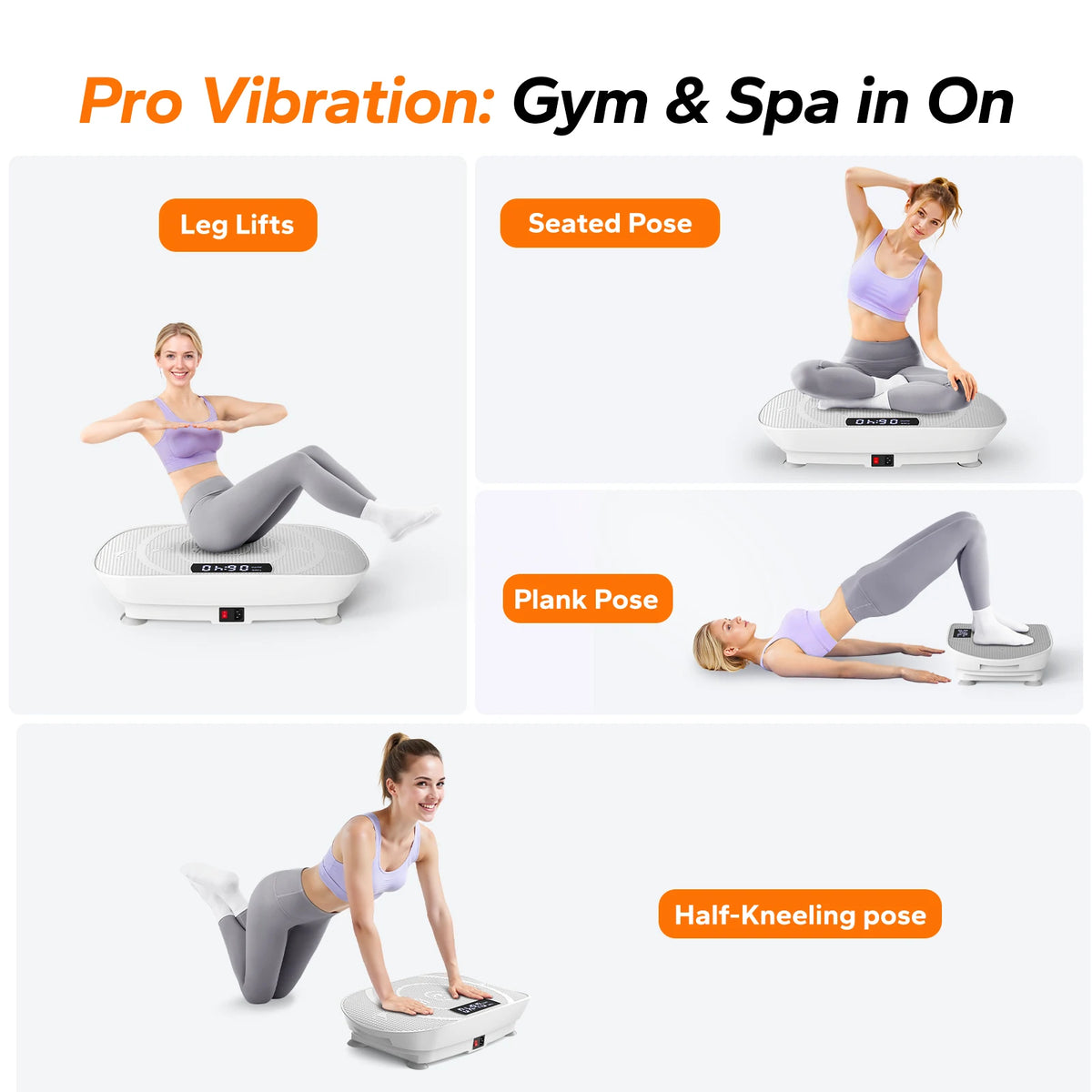 FabFit Vibration Plate Exercise Machine – 10 Levels, Digital Display, Remote, Pro or Slim Model