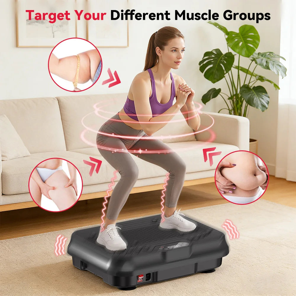 FabFit Vibration Plate Exercise Machine – 9 Programs, 250 Levels, 120 kg Max Load, Remote