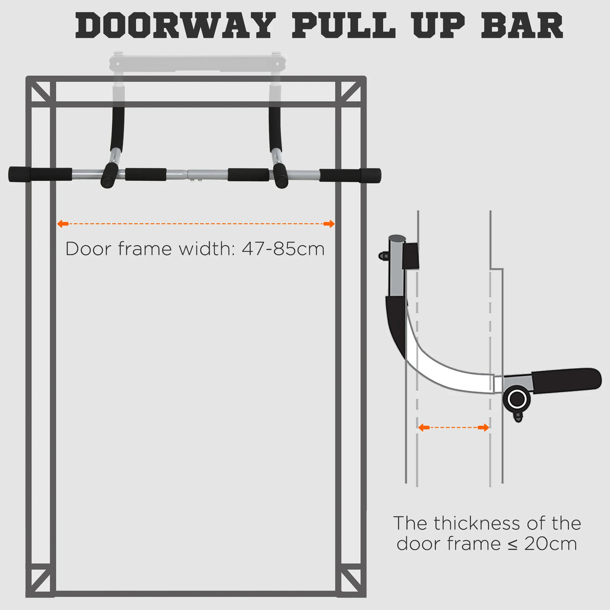FabFit Doorway Pull-Up Bar – Horizontal Bar for Home Upper Body Workouts, Pull & Push Ups