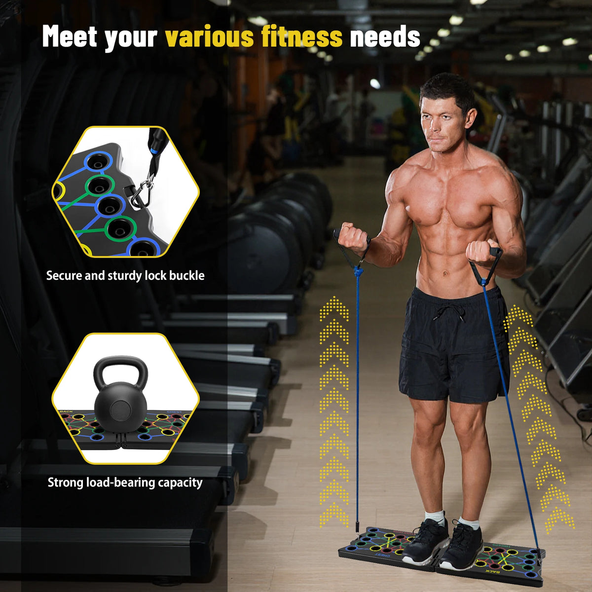 FabFit Foldable Push-Up Board 24-in-1 – Portable Push-Up Bar for Chest, Abs, Arms & Back Training