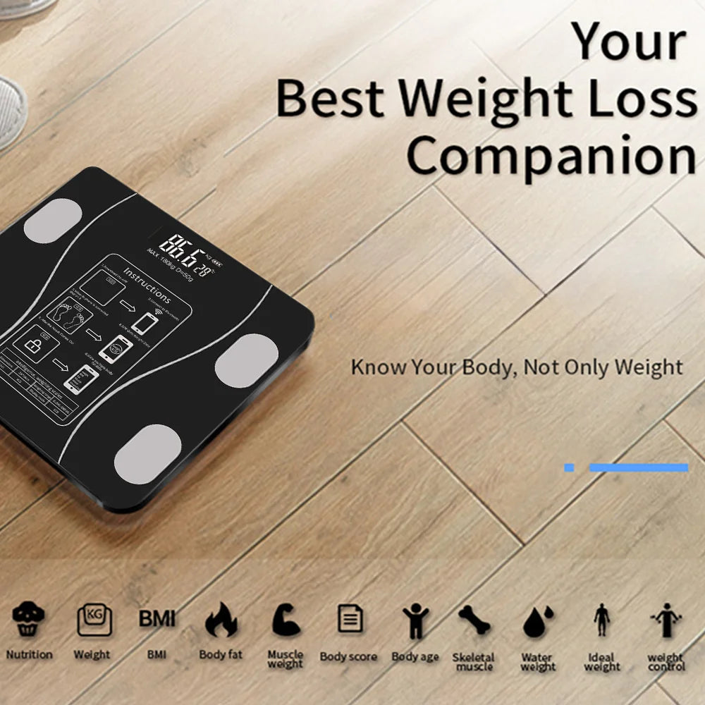 FabFit Smart Body Composition Scale – Digital Bathroom Scale, Body Fat, BMI & Muscle Mass, 180 kg