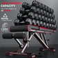 FabFit Adjustable Folding Weight Bench with Resistance Bands – Steel Frame Full Body Workout