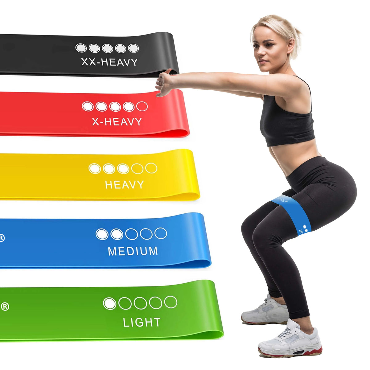 FabFit Latex Resistance Loop Bands Set 5 Pcs – Exercise Bands for Yoga, Pilates & Strength