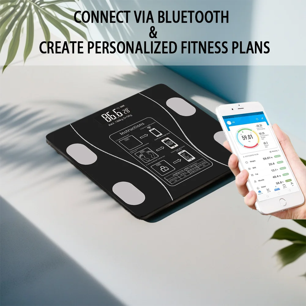 FabFit Smart Body Composition Scale – Digital Bathroom Scale, Body Fat, BMI & Muscle Mass, 180 kg