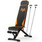 FabFit Adjustable Folding Weight Bench with Resistance Bands – Steel Frame Full Body Workout