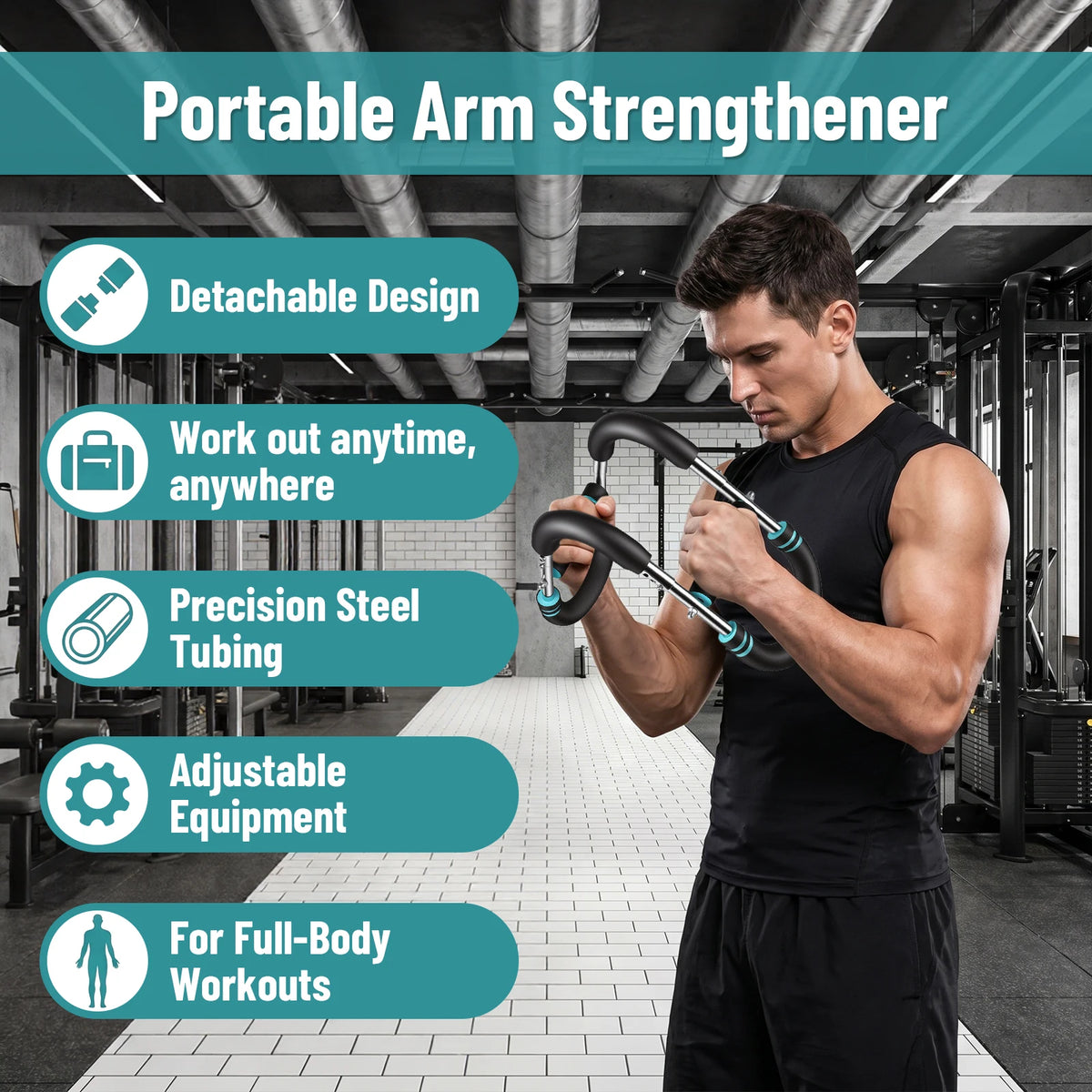 FabFit Twister Arm Trainer – 3 Adjustable Resistance Levels, 30–50 kg (66–110 lb), Chest & Arms