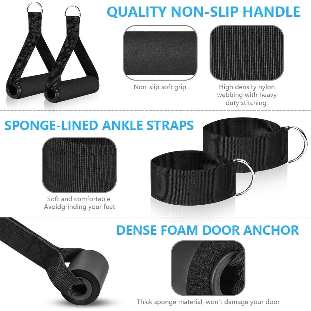 FabFit Resistance Bands Set 11 Pcs – Pull Rope Home Gym Kit for Yoga, Fitness & Strength Training