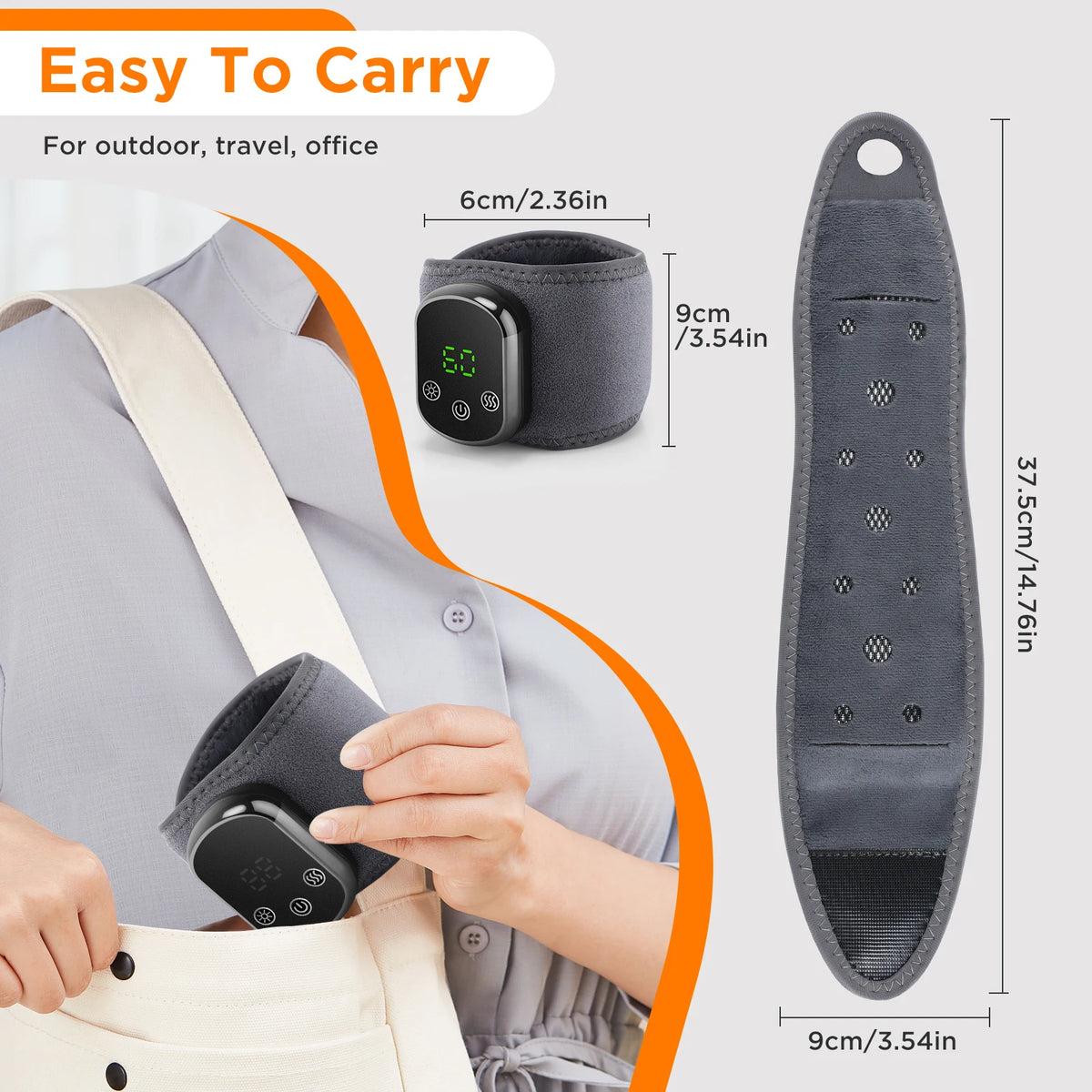 FabFit Cordless Heated Wrist & Ankle Massager Wrap – Heat & 3 Vibration Levels, Left or Right