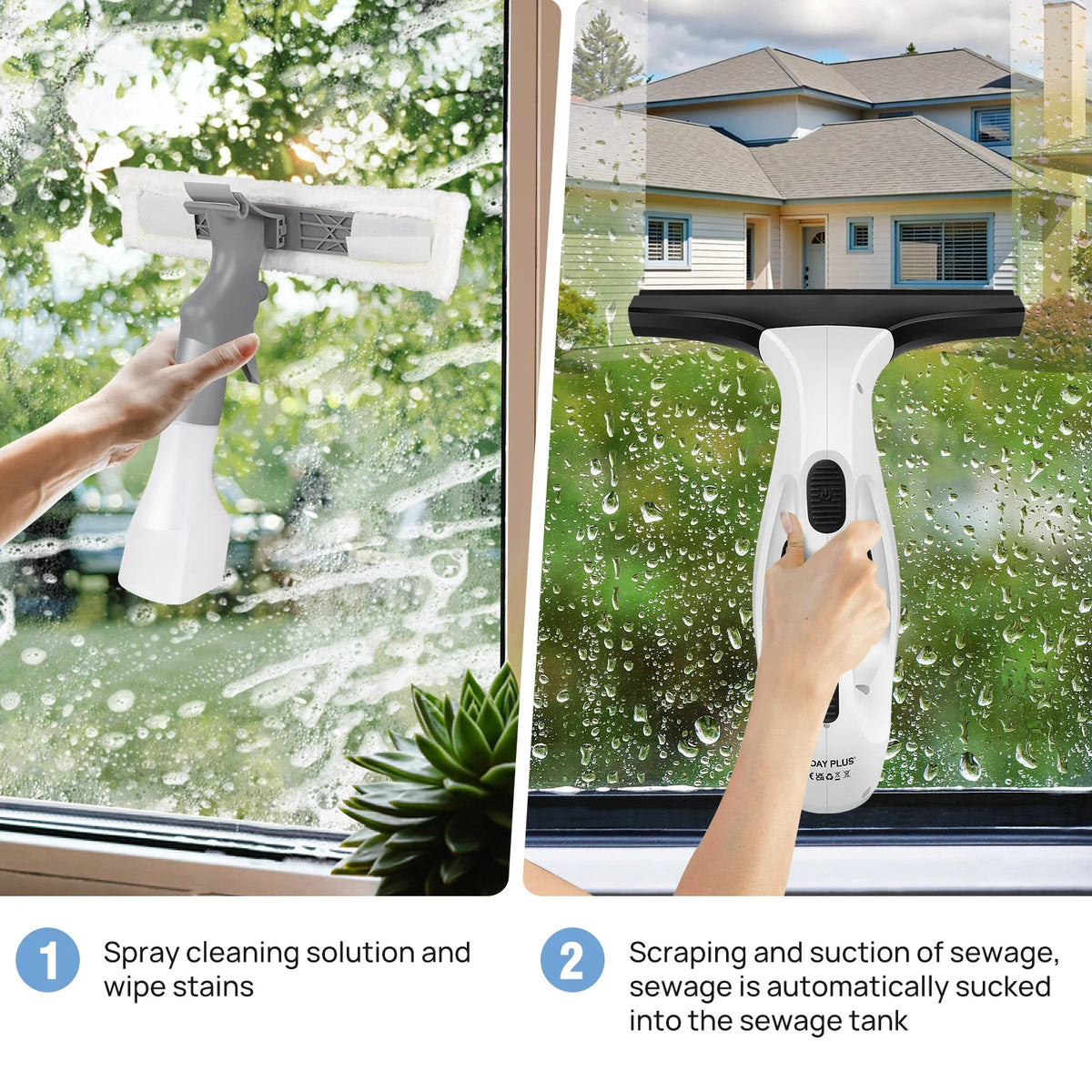 FabFit Cordless Window Vacuum Cleaner – Electric Squeegee with 300 ml Spray Bottle for Glass