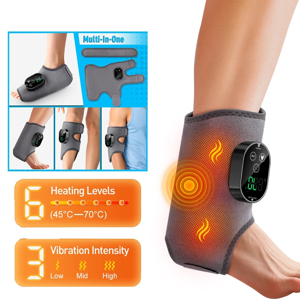 FabFit Cordless Heated Wrist & Ankle Massager Wrap – Heat & 3 Vibration Levels, Left or Right