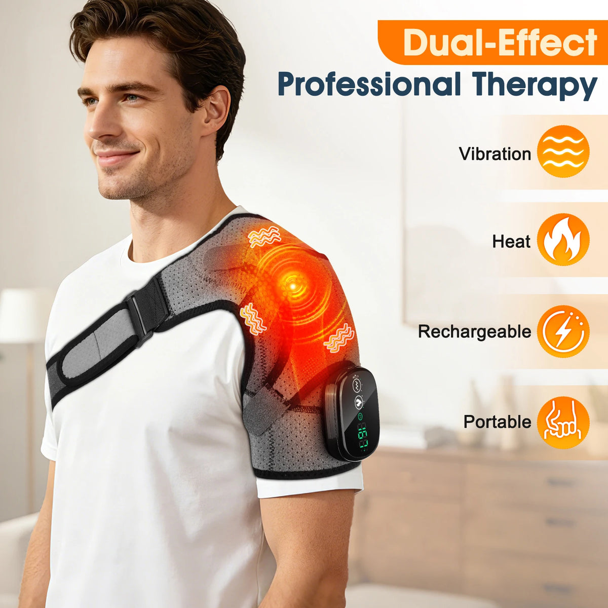 FabFit Heated Knee Massager Wrap – 3 Heat Levels 45–65°C, Vibration, 4000mAh Rechargeable