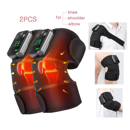 FabFit Rechargeable Heated Knee Massager 2-in-1 – Knee & Elbow Wrap, 3 Heat Levels, Vibration