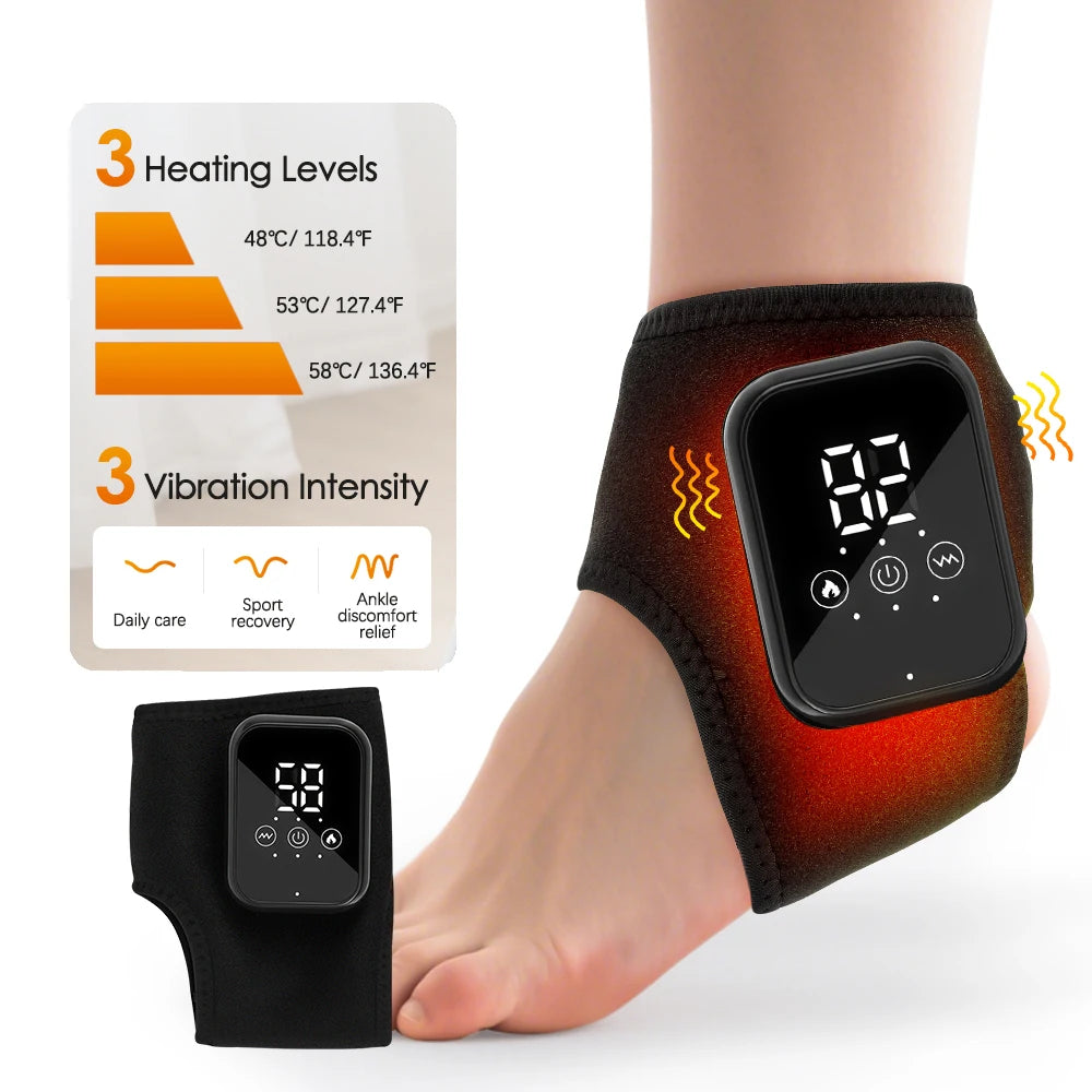 FabFit Cordless Heated Wrist & Ankle Massager Wrap – Heat & 3 Vibration Levels, Left or Right