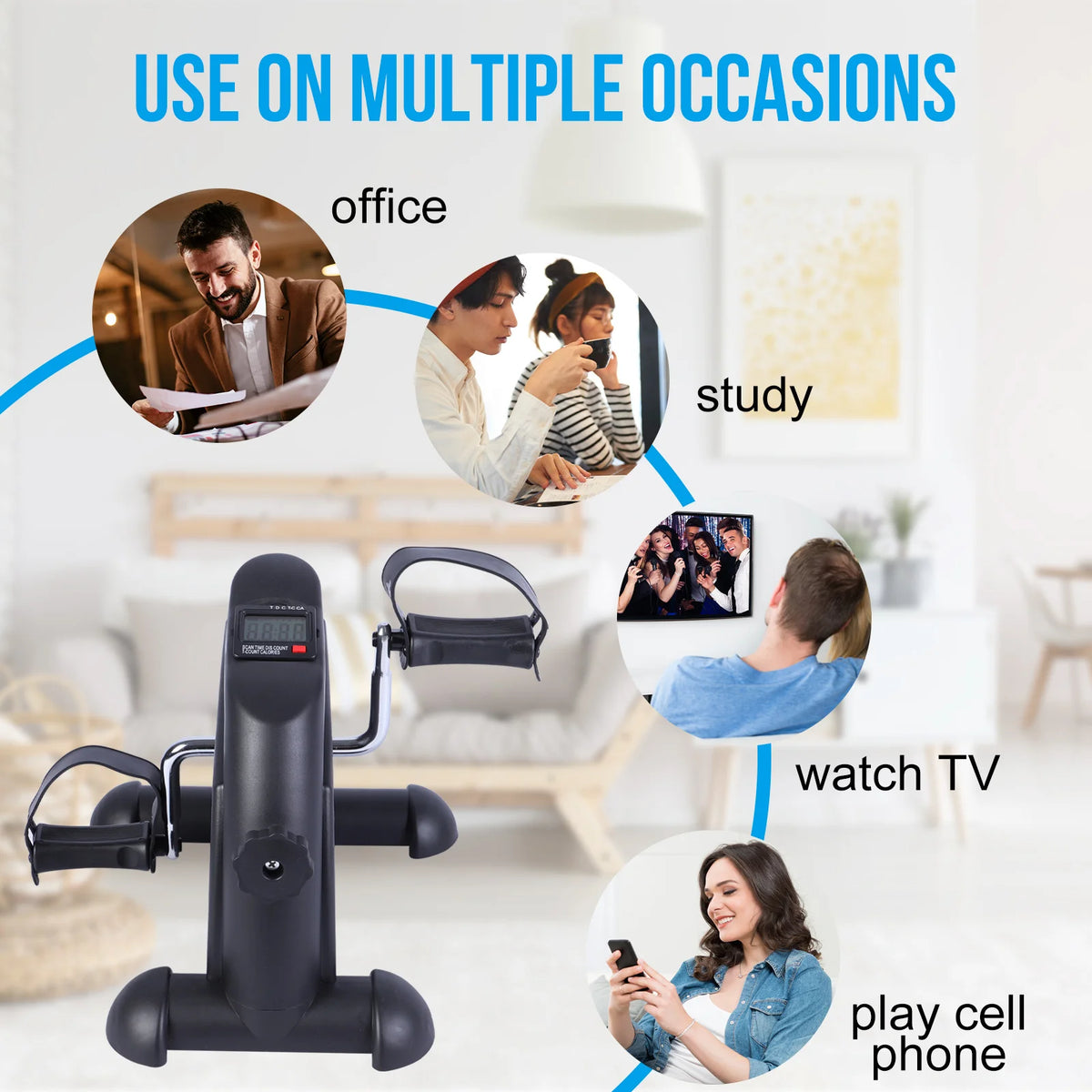 FabFit Mini Pedal Exerciser with LCD Display – Under Desk Bike for Leg & Arm Workouts, 4 Colours