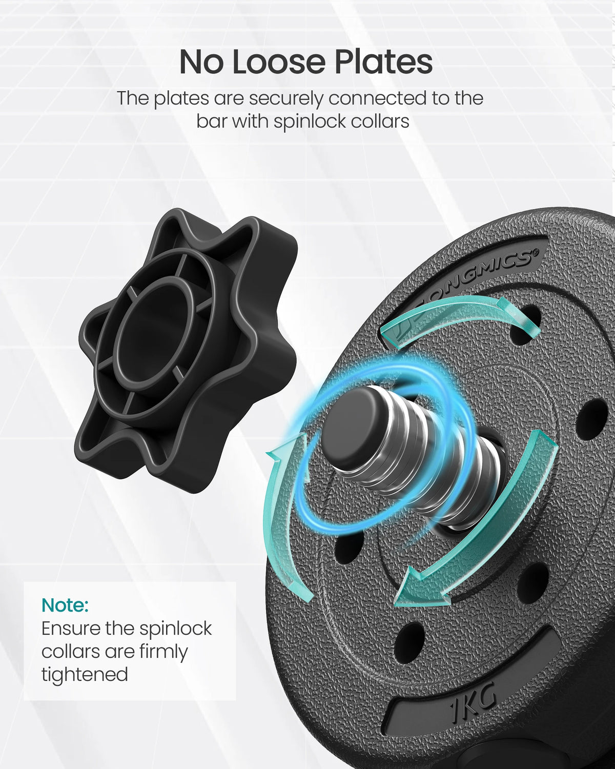 FabFit 2-in-1 Adjustable Dumbbell Set 2 x 10 kg – Converts to Barbell, Plastic-Coated Plates