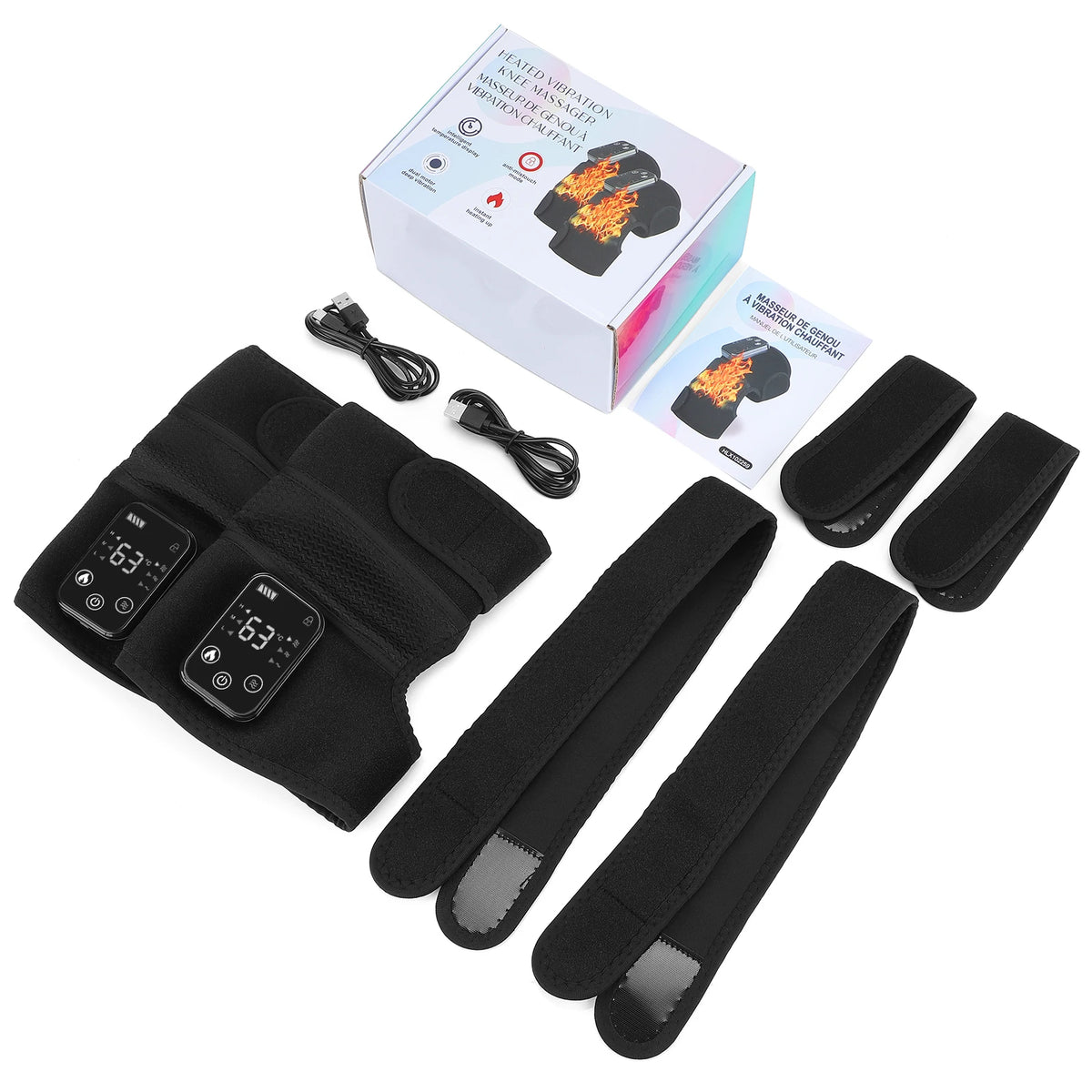 FabFit Rechargeable Heated Knee Massager – 3-in-1 Shoulder, Knee & Elbow Wrap, 5000mAh Option