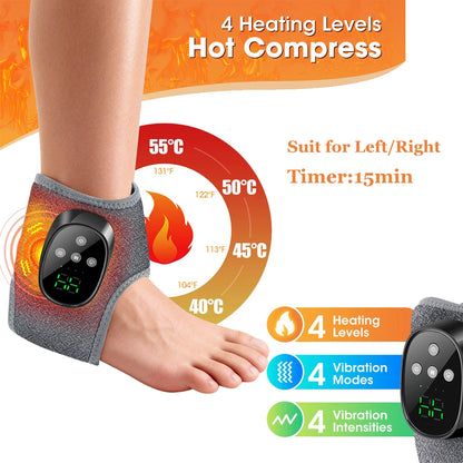 FabFit Cordless Heated Wrist & Ankle Massager Wrap – Heat & 3 Vibration Levels, Left or Right
