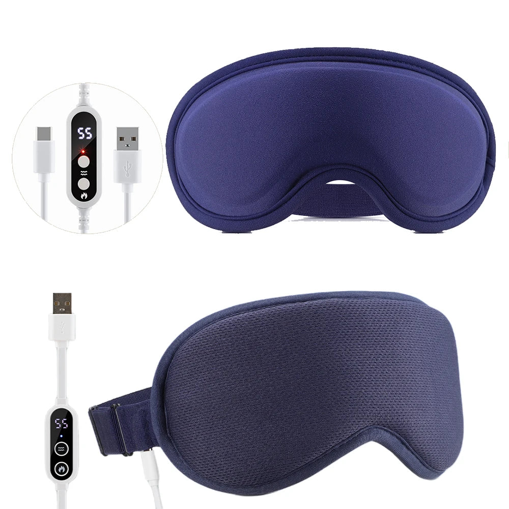 FabFit Heated Eye Massager Mask with Vibration – USB Warm Compress Blackout Mask, 2 Types