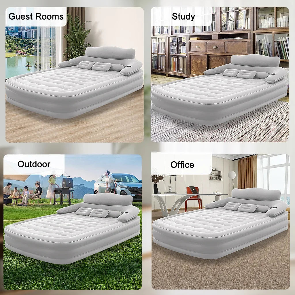 FabFit 2 Person Inflatable Camping Mattress with Built-In Pump – 203 x 152 x 48 cm PVC Air Bed
