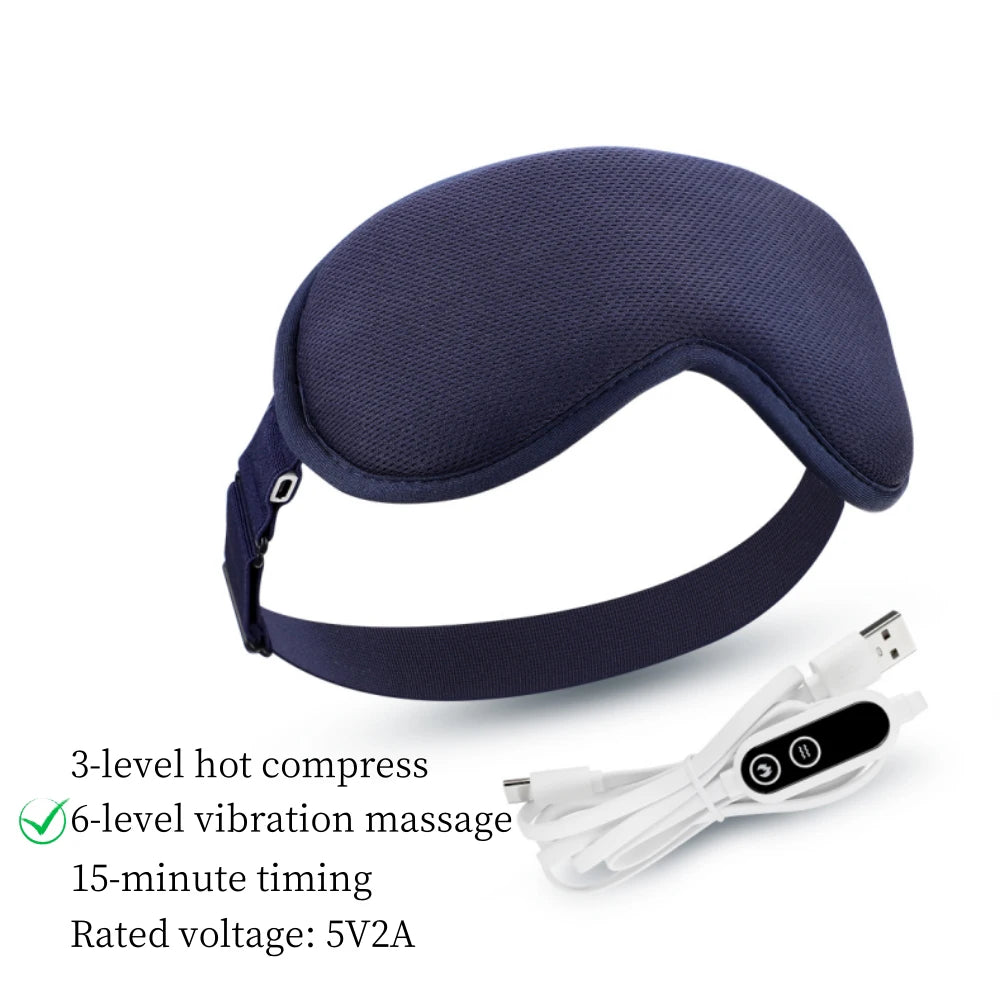 FabFit Heated Eye Massager Mask with Vibration – USB Warm Compress Blackout Mask, 2 Types