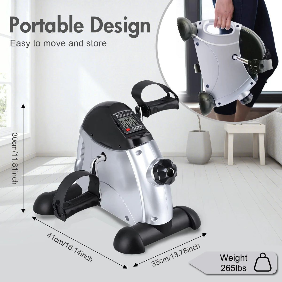 FabFit Motorised Under Desk Pedal Exerciser – LCD Display, Arm & Leg Mini Exercise Bike