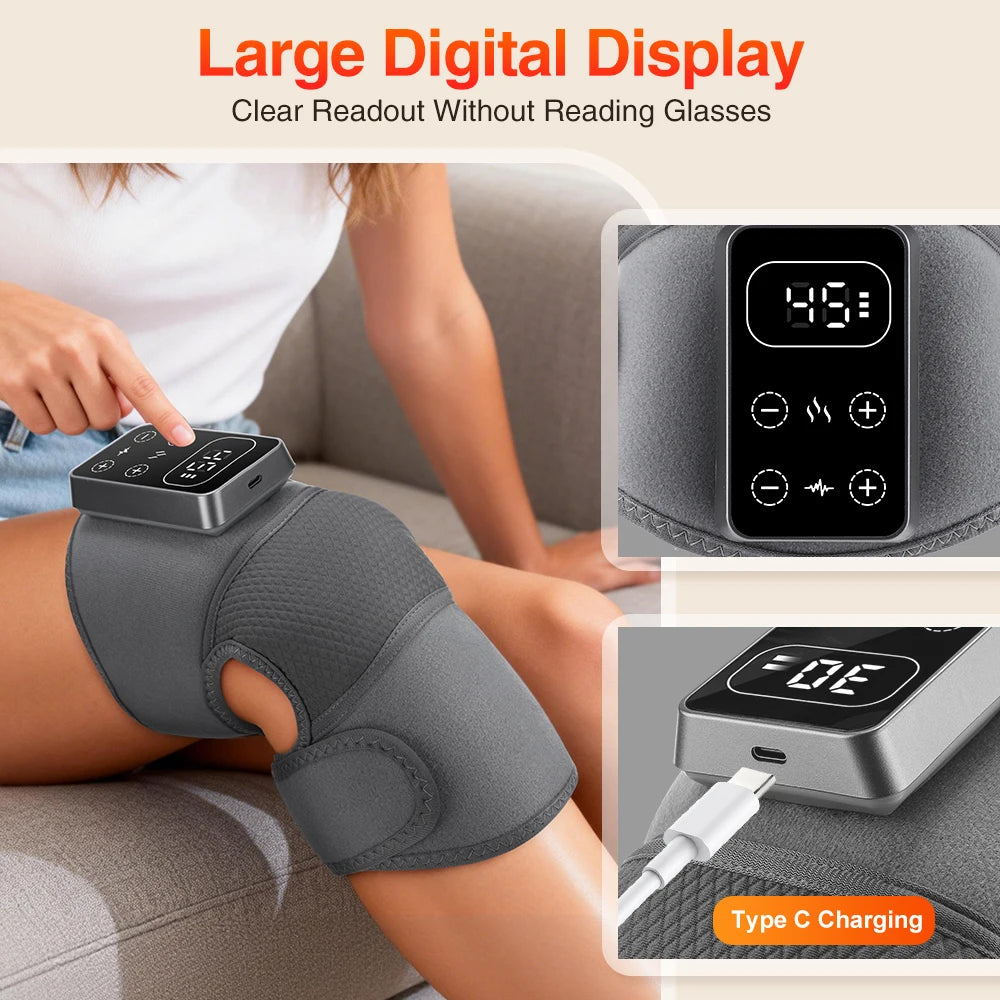 FabFit Cordless Heated Knee Massager – 3-in-1 Knee, Shoulder & Elbow Wrap, 4000mAh, Timer