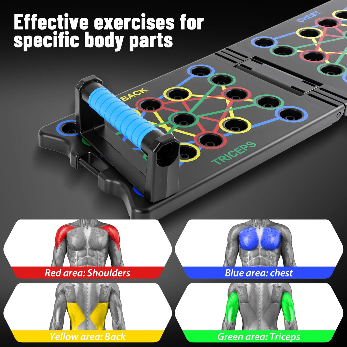 FabFit Foldable Push-Up Board – Portable Multifunctional Push-Up Bar for Home Strength Training