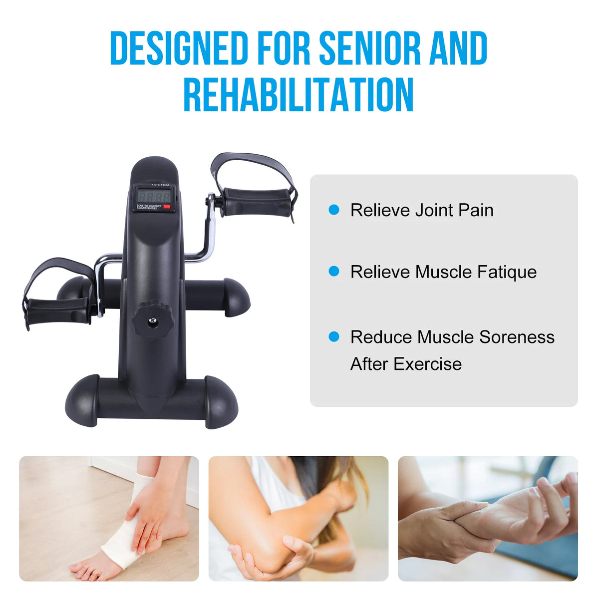 FabFit Mini Pedal Exerciser with LCD Display – Under Desk Bike for Leg & Arm Workouts, 4 Colours