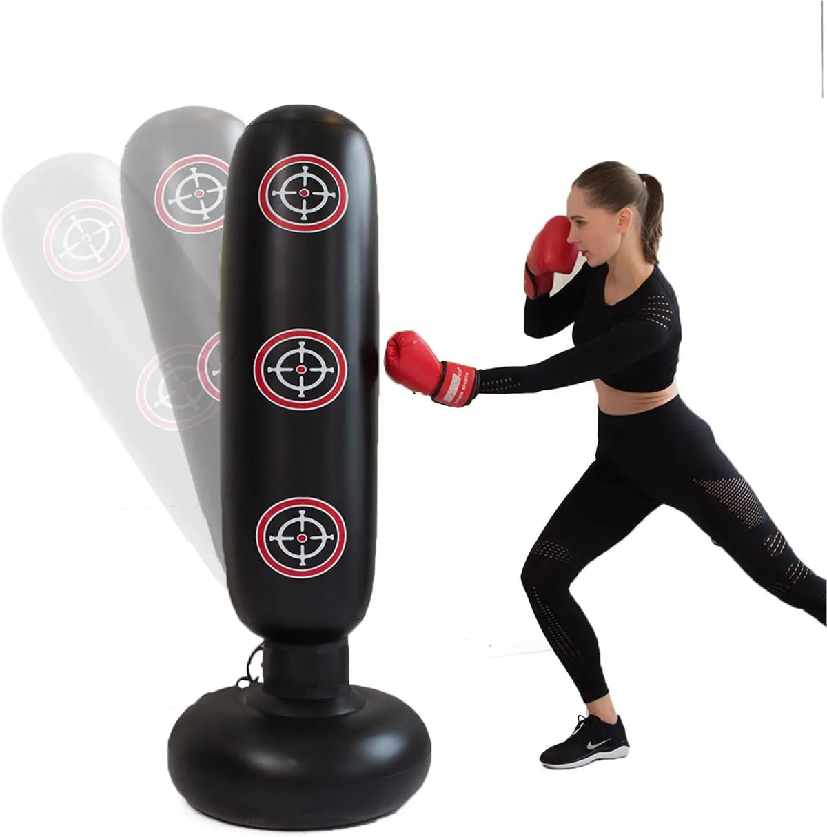 FabFit Inflatable Self-Standing Punch Bag 160cm – Boxing & Kick Training Target for Adults