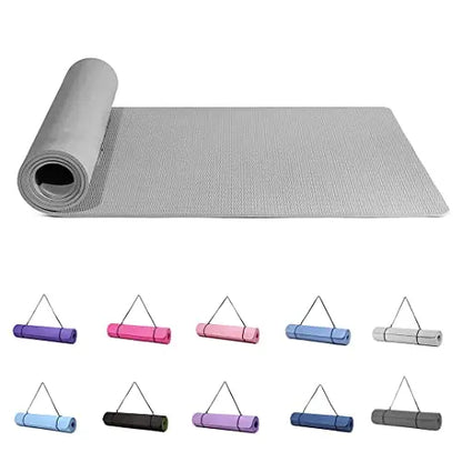 FabFit TPE Yoga Mat – Non-Slip 183 x 61 x 0.6 cm for Pilates & Fitness, with Carry Strap