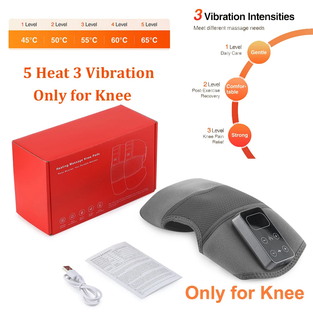 FabFit Cordless Heated Knee Massager – 3-in-1 Knee, Shoulder & Elbow Wrap, 4000mAh, Timer