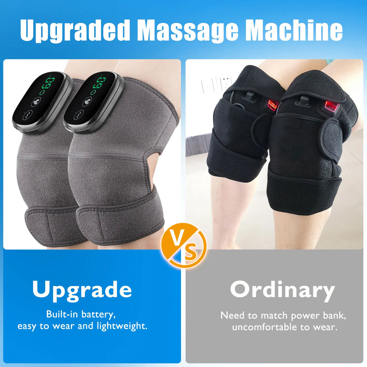FabFit Heated Knee Massager Pads – 3 Heat Levels 45–65°C, Vibration, 4000mAh, Single or Pair