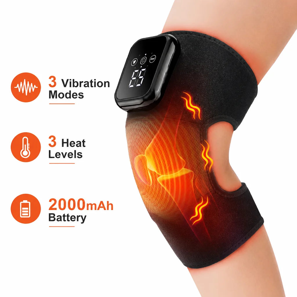 FabFit Rechargeable Heated Knee Massager – 3-in-1 Shoulder, Knee & Elbow Wrap, 5000mAh Option