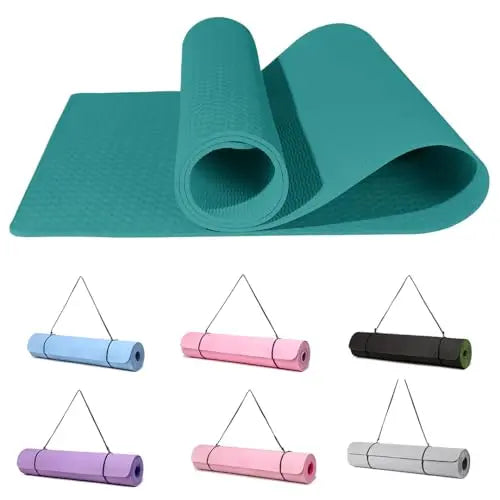 FabFit TPE Yoga Mat – Non-Slip 183 x 61 x 0.6 cm for Pilates & Fitness, with Carry Strap