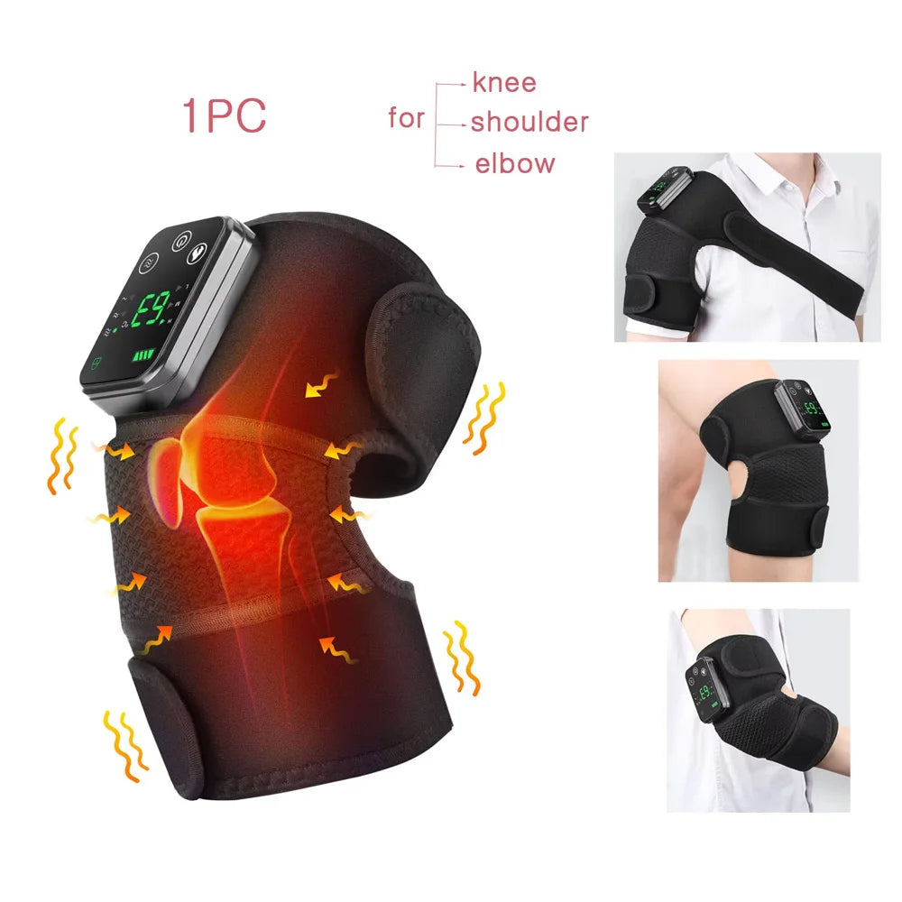 FabFit Rechargeable Heated Knee Massager 2-in-1 – Knee & Elbow Wrap, 3 Heat Levels, Vibration
