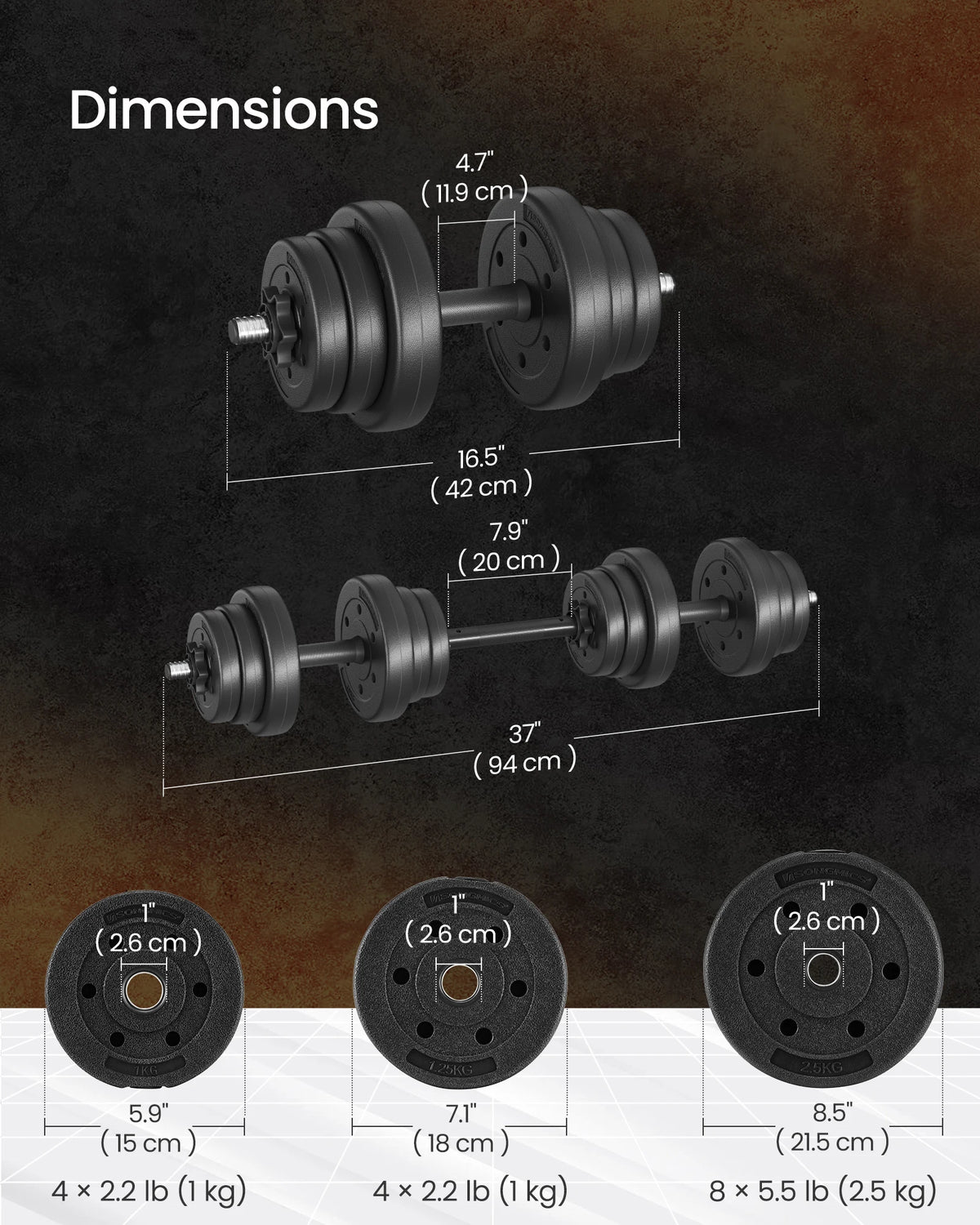 FabFit 2-in-1 Adjustable Dumbbell Set 2 x 10 kg – Converts to Barbell, Plastic-Coated Plates