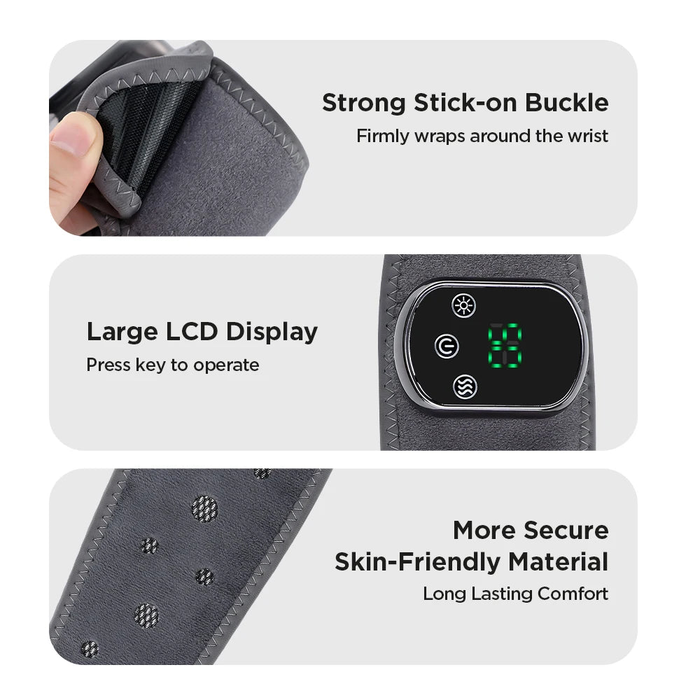 FabFit Cordless Heated Wrist & Ankle Massager Wrap – Heat & 3 Vibration Levels, Left or Right
