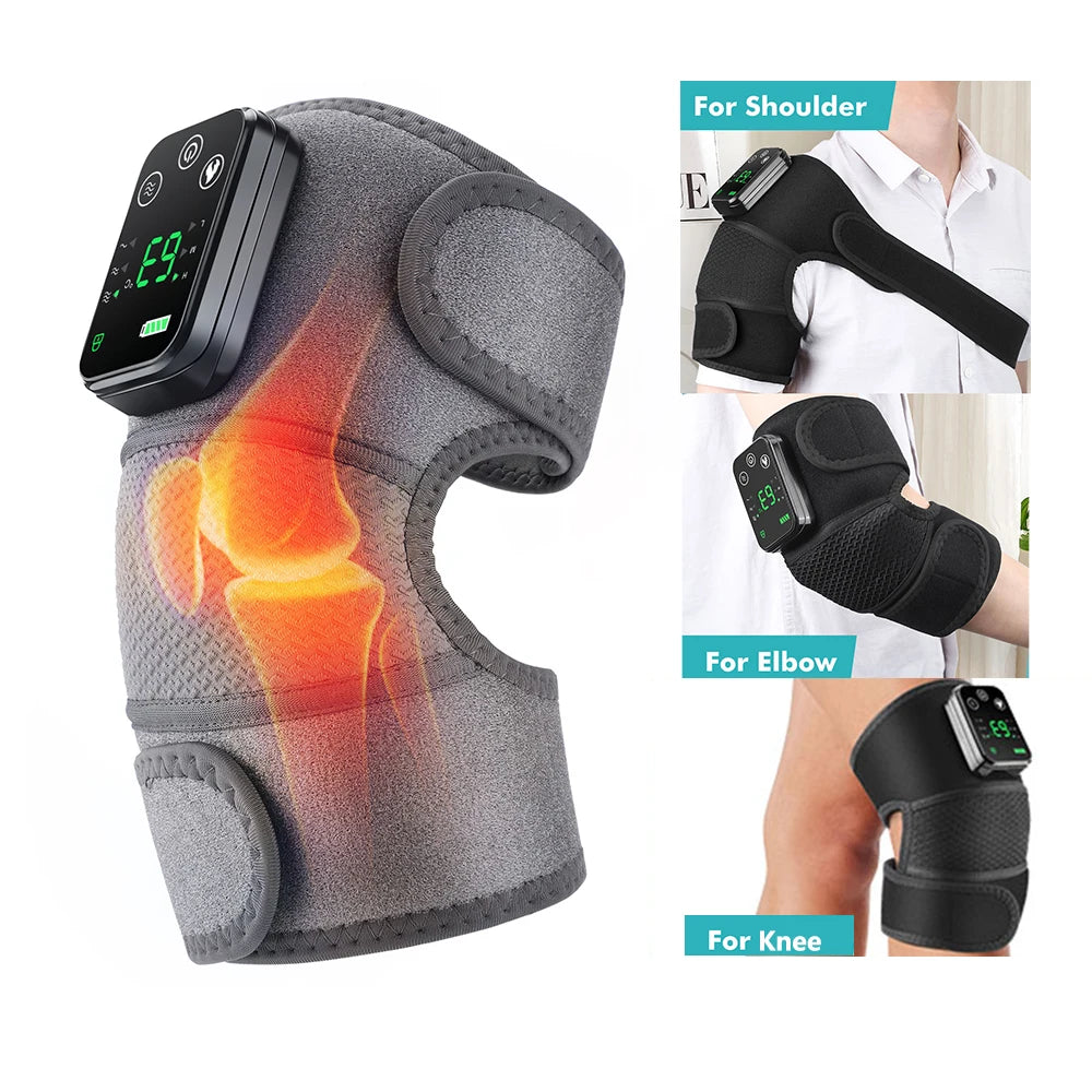 FabFit Cordless Heated Knee Massager – 3-in-1 Knee, Shoulder & Elbow Wrap, 4000mAh, Timer