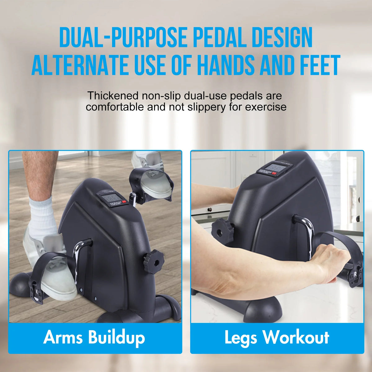 FabFit Motorised Under Desk Pedal Exerciser – LCD Display, Arm & Leg Mini Exercise Bike